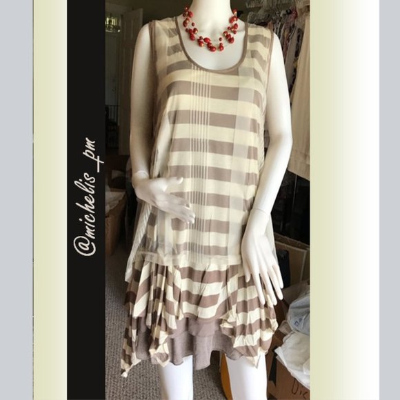 RYU Plus Size Striped Tank with lace overlay - Picture 2 of 8